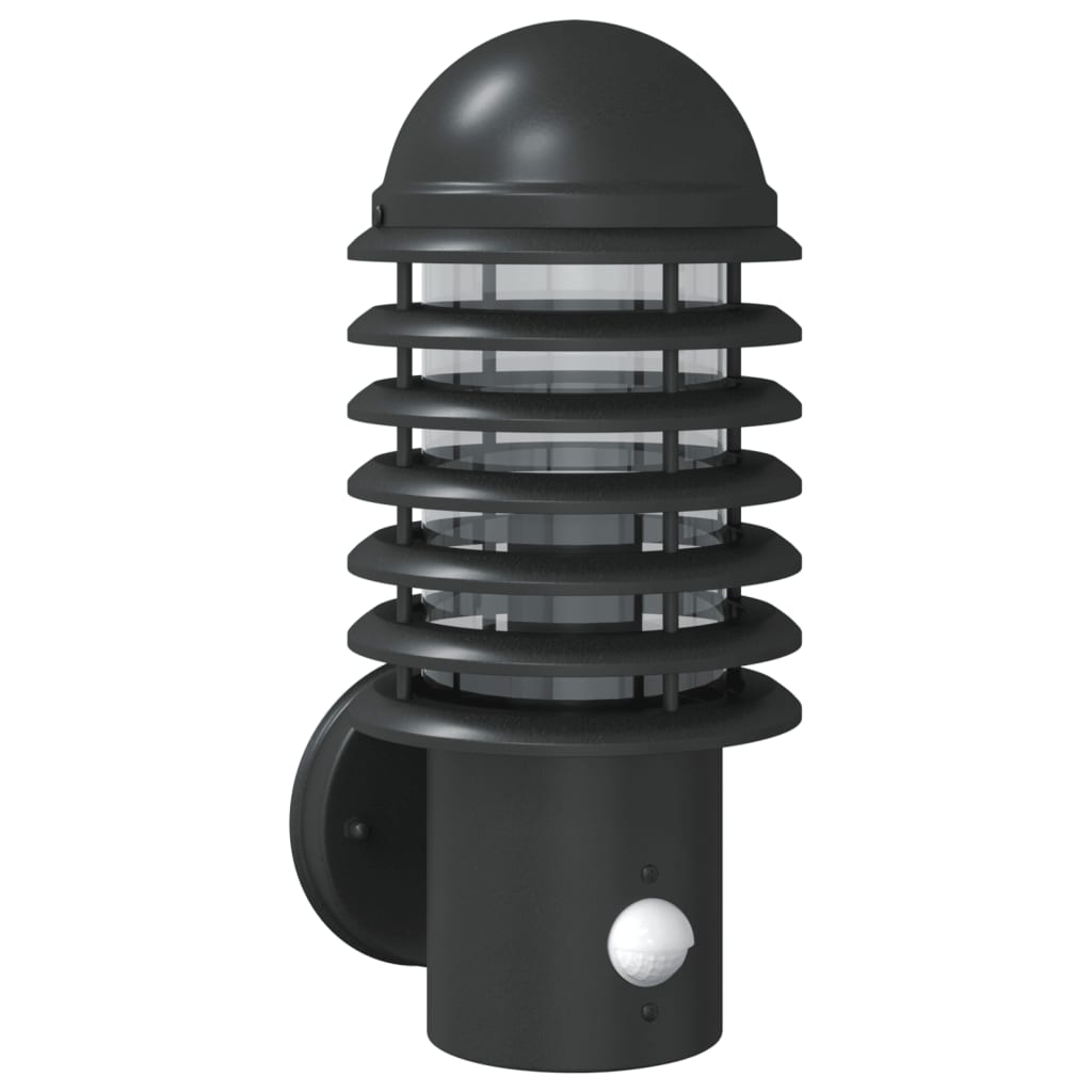 Buitenwandlamp met sensor roestvrij staal zwart is nu te koop bij PeponiXL, paradijselijk wonen!