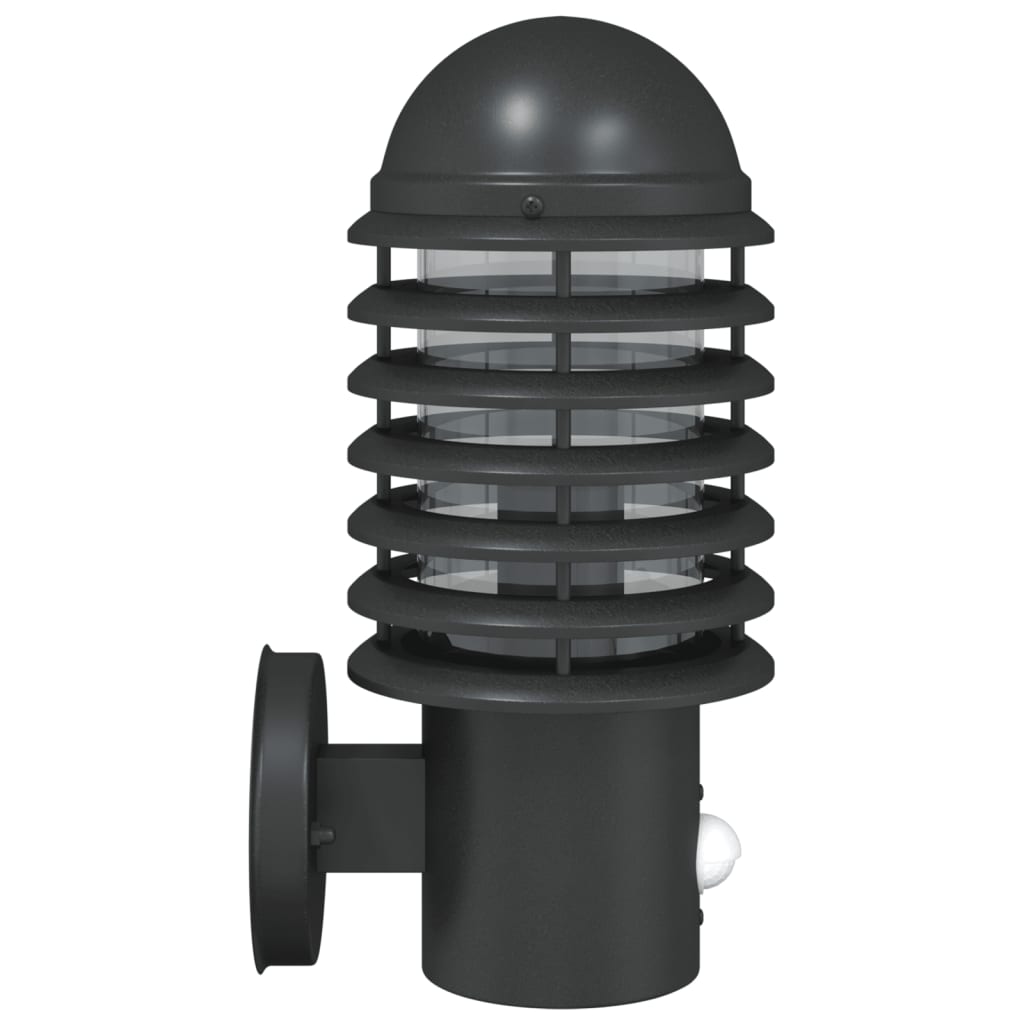 Buitenwandlampen 2 st met sensors roestvrijstaal zwart is nu te koop bij PeponiXL, paradijselijk wonen!