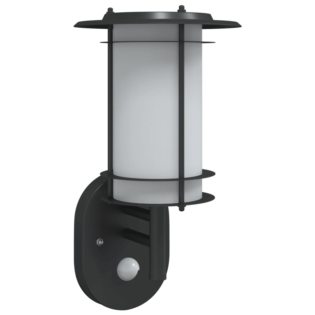 Buitenwandlamp met sensor roestvrij staal zwart is nu te koop bij PeponiXL, paradijselijk wonen!