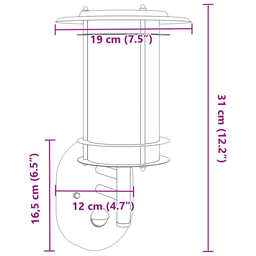 Buitenwandlamp met sensor roestvrij staal zwart is nu te koop bij PeponiXL, paradijselijk wonen!