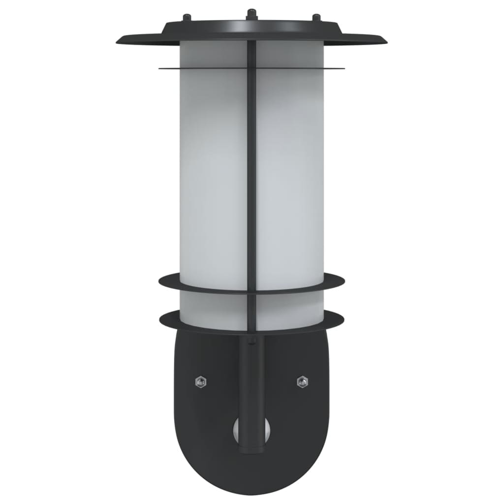 Buitenwandlampen 2 st met sensors roestvrijstaal zwart is nu te koop bij PeponiXL, paradijselijk wonen!