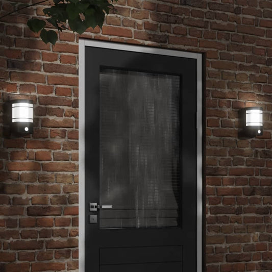 Buitenwandlamp met sensor roestvrij staal zwart is nu te koop bij PeponiXL, paradijselijk wonen!