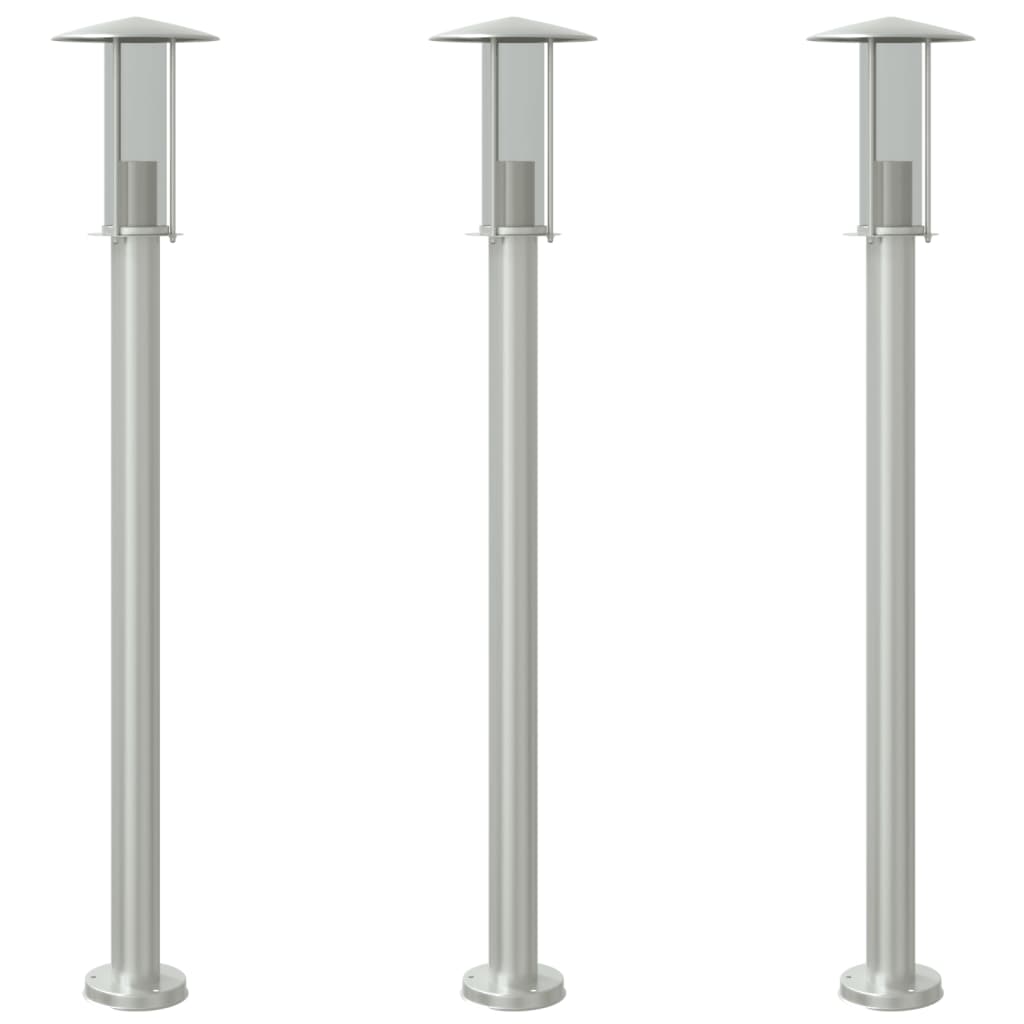 Vloerlamp voor buiten 3 st 100 cm roestvrij staal zilverkleurig is nu te koop bij PeponiXL, paradijselijk wonen!