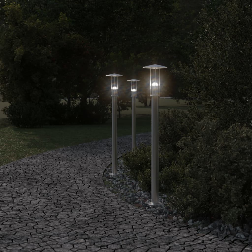 Vloerlamp voor buiten 3 st 100 cm roestvrij staal zilverkleurig is nu te koop bij PeponiXL, paradijselijk wonen!