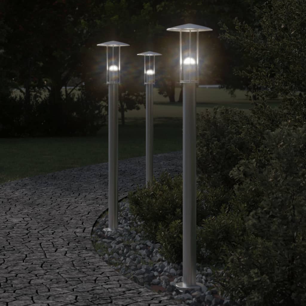 Vloerlamp voor buiten 3 st 100 cm roestvrij staal zilverkleurig is nu te koop bij PeponiXL, paradijselijk wonen!