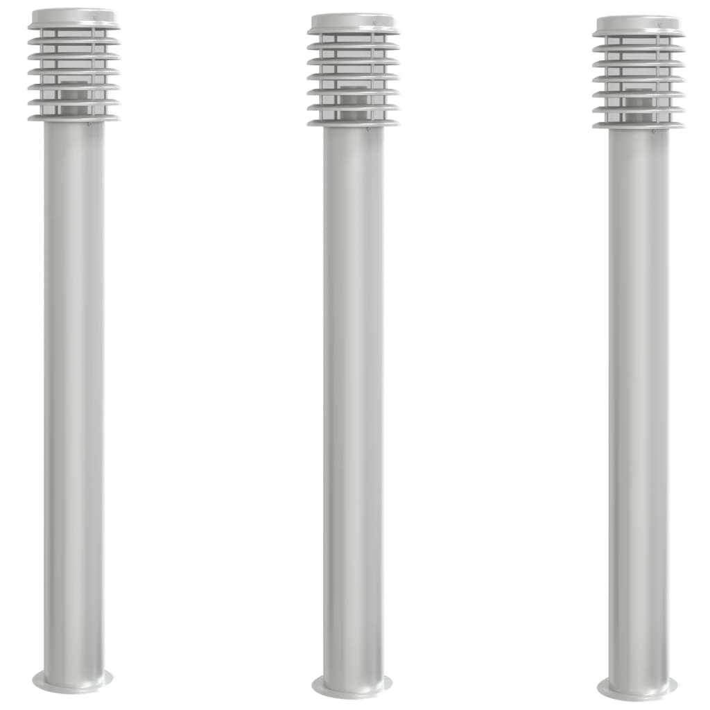 Vloerlamp voor buiten 3 st 110 cm roestvrijstaal zilverkleurig is nu te koop bij PeponiXL, paradijselijk wonen!