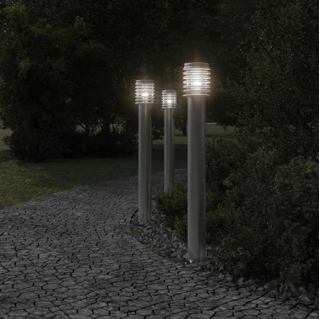 Vloerlamp voor buiten 3 st 110 cm roestvrijstaal zilverkleurig is nu te koop bij PeponiXL, paradijselijk wonen!