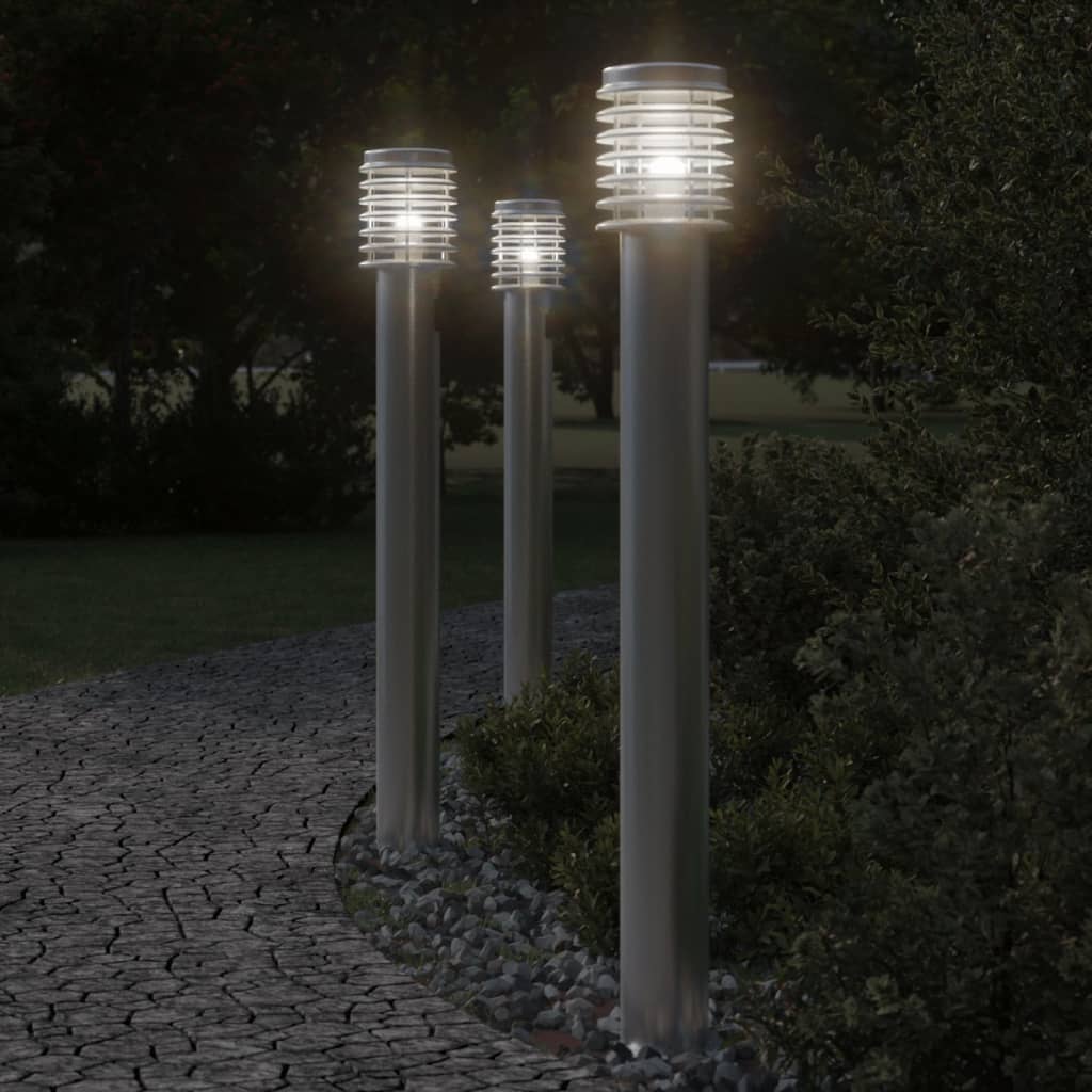 Vloerlamp voor buiten 3 st 110 cm roestvrijstaal zilverkleurig is nu te koop bij PeponiXL, paradijselijk wonen!