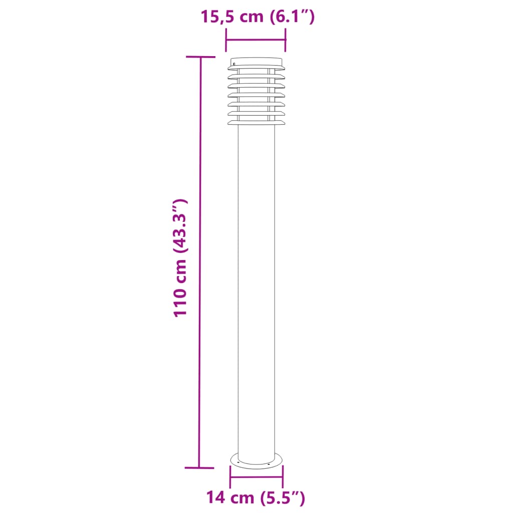 Vloerlamp voor buiten 110 cm roestvrijstaal zwart is nu te koop bij PeponiXL, paradijselijk wonen!