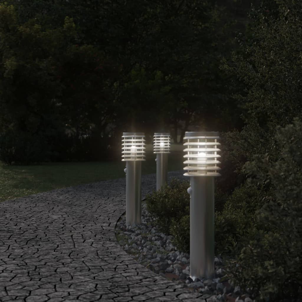 Buitenvloerlampen 3 st met sensors 60 cm roestvrijstaal zilver is nu te koop bij PeponiXL, paradijselijk wonen!