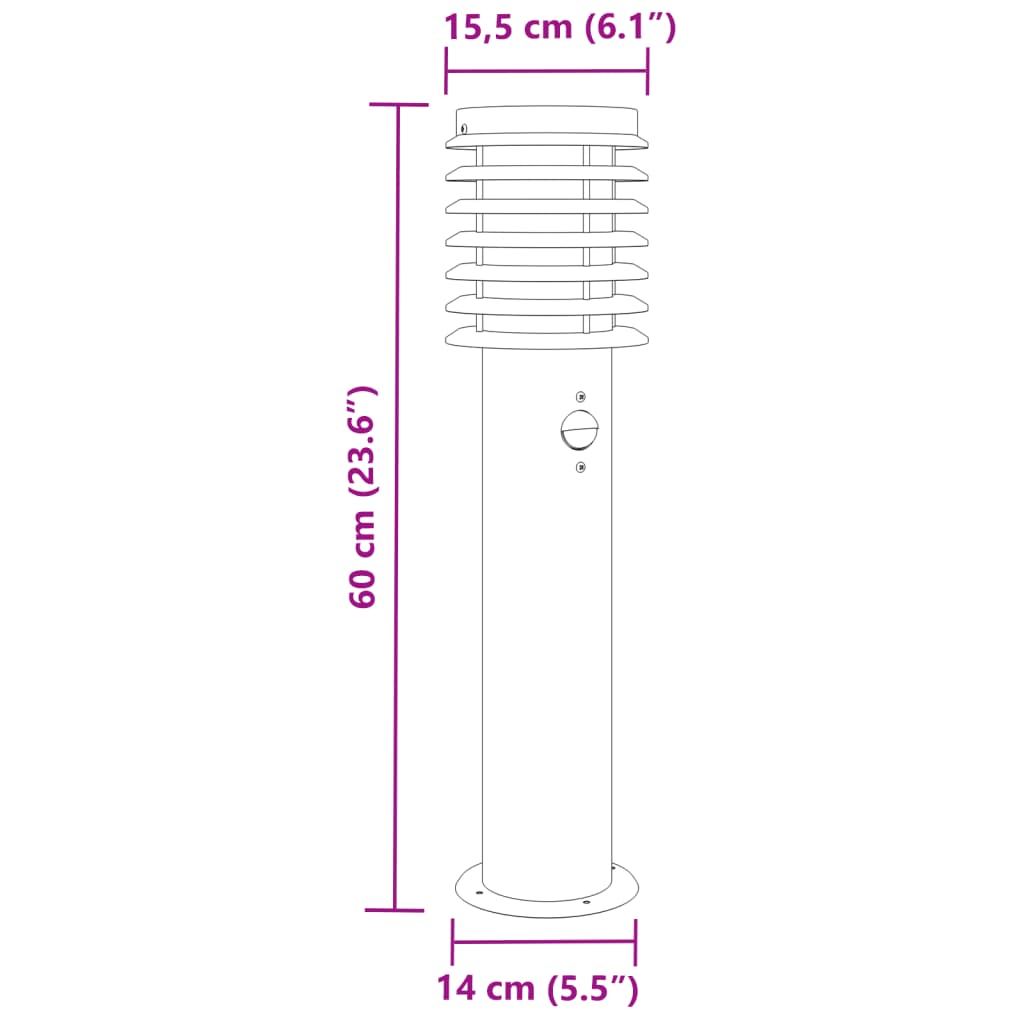 Buitenvloerlampen 3 st met sensors 60 cm roestvrijstaal zilver is nu te koop bij PeponiXL, paradijselijk wonen!