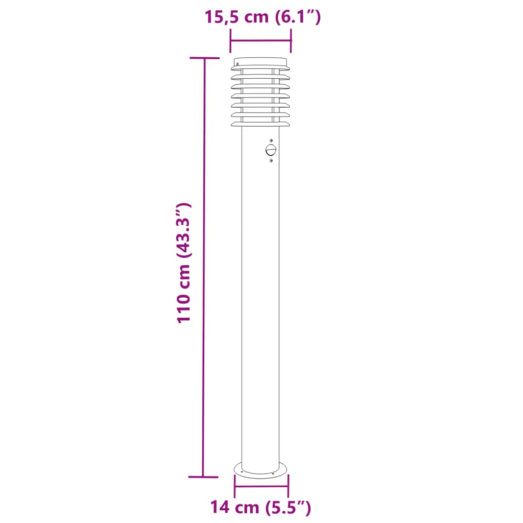Buitenvloerlampen 3 st met sensors 110 cm roestvrijstaal zilver is nu te koop bij PeponiXL, paradijselijk wonen!