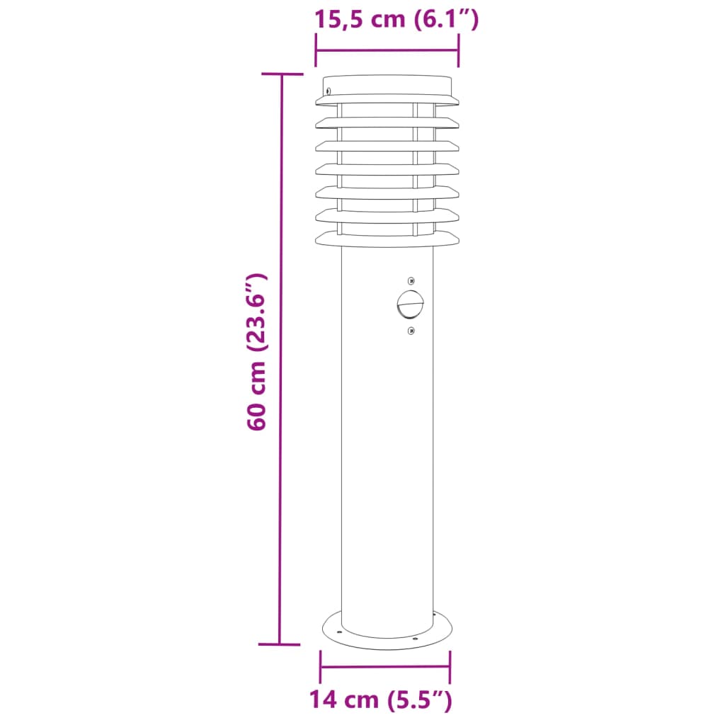 Vloerlamp voor buiten met sensor 60 cm roestvrijstaal zwart is nu te koop bij PeponiXL, paradijselijk wonen!