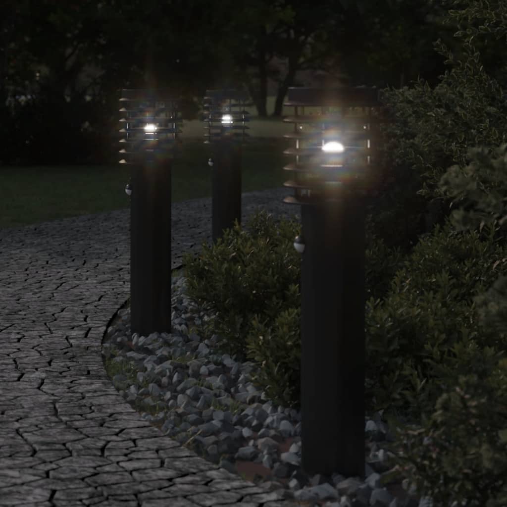Vloerlamp voor buiten met sensor 60 cm roestvrijstaal zwart is nu te koop bij PeponiXL, paradijselijk wonen!