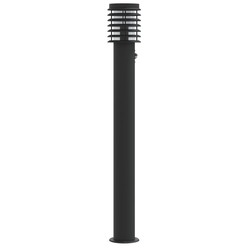 Buitenvloerlampen 3 st met sensors 110 cm roestvrijstaal zwart is nu te koop bij PeponiXL, paradijselijk wonen!