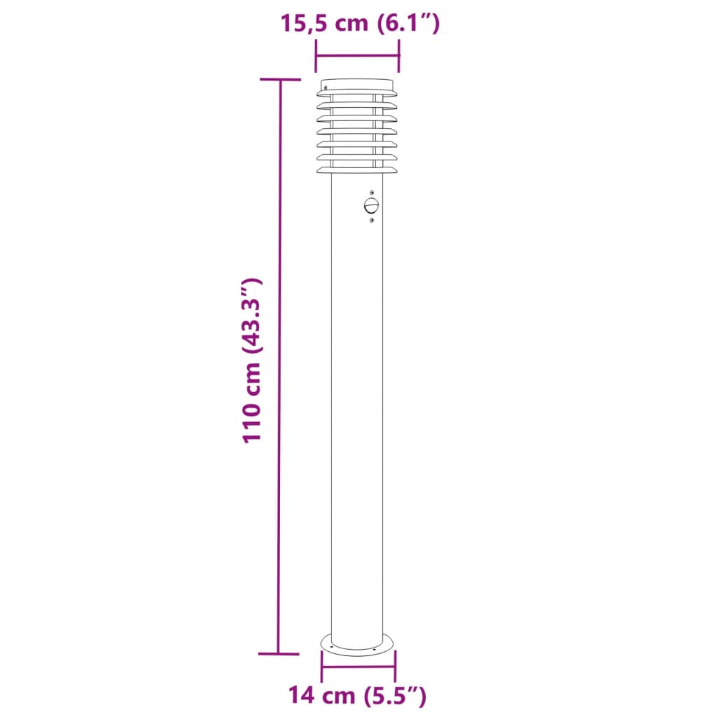 Buitenvloerlampen 3 st met sensors 110 cm roestvrijstaal zwart is nu te koop bij PeponiXL, paradijselijk wonen!