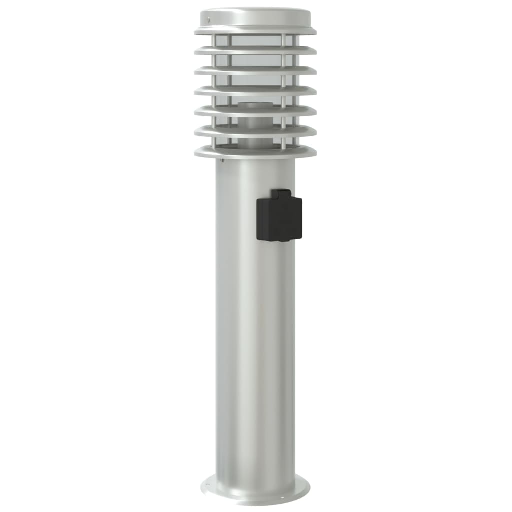 Buitenvloerlamp met stopcontact 60 cm roestvrijstaal zilver is nu te koop bij PeponiXL, paradijselijk wonen!