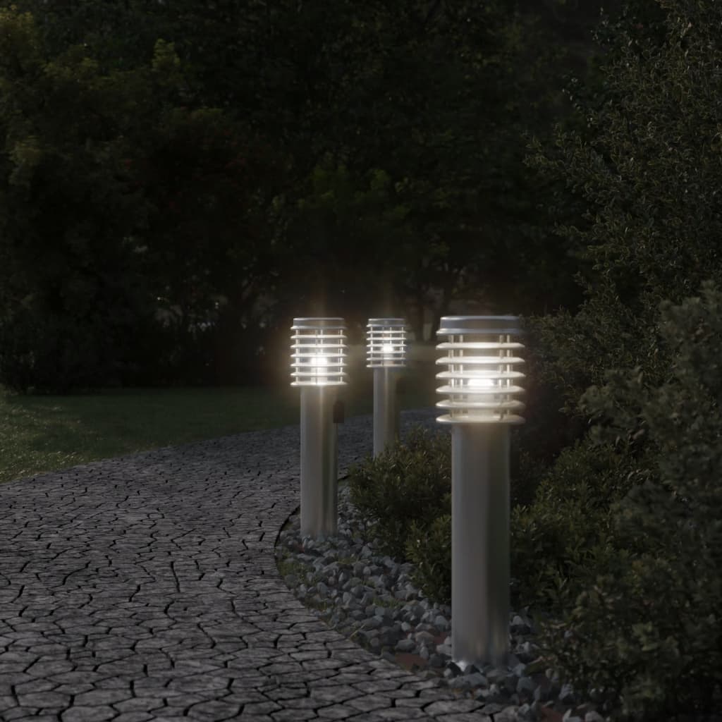 Buitenvloerlampen 3 st stopcontact 60 cm roestvrijstaal zilver is nu te koop bij PeponiXL, paradijselijk wonen!