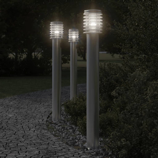 Buitenvloerlampen 3 st stopcontact 110 cm roestvrijstaal zilver is nu te koop bij PeponiXL, paradijselijk wonen!
