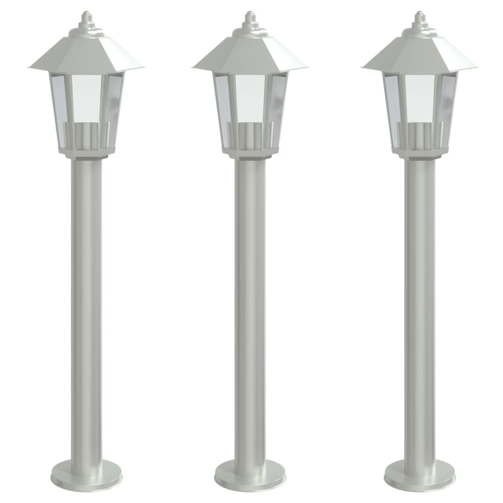 Vloerlamp voor buiten 3 st 80 cm roestvrijstaal zilverkleurig is nu te koop bij PeponiXL, paradijselijk wonen!