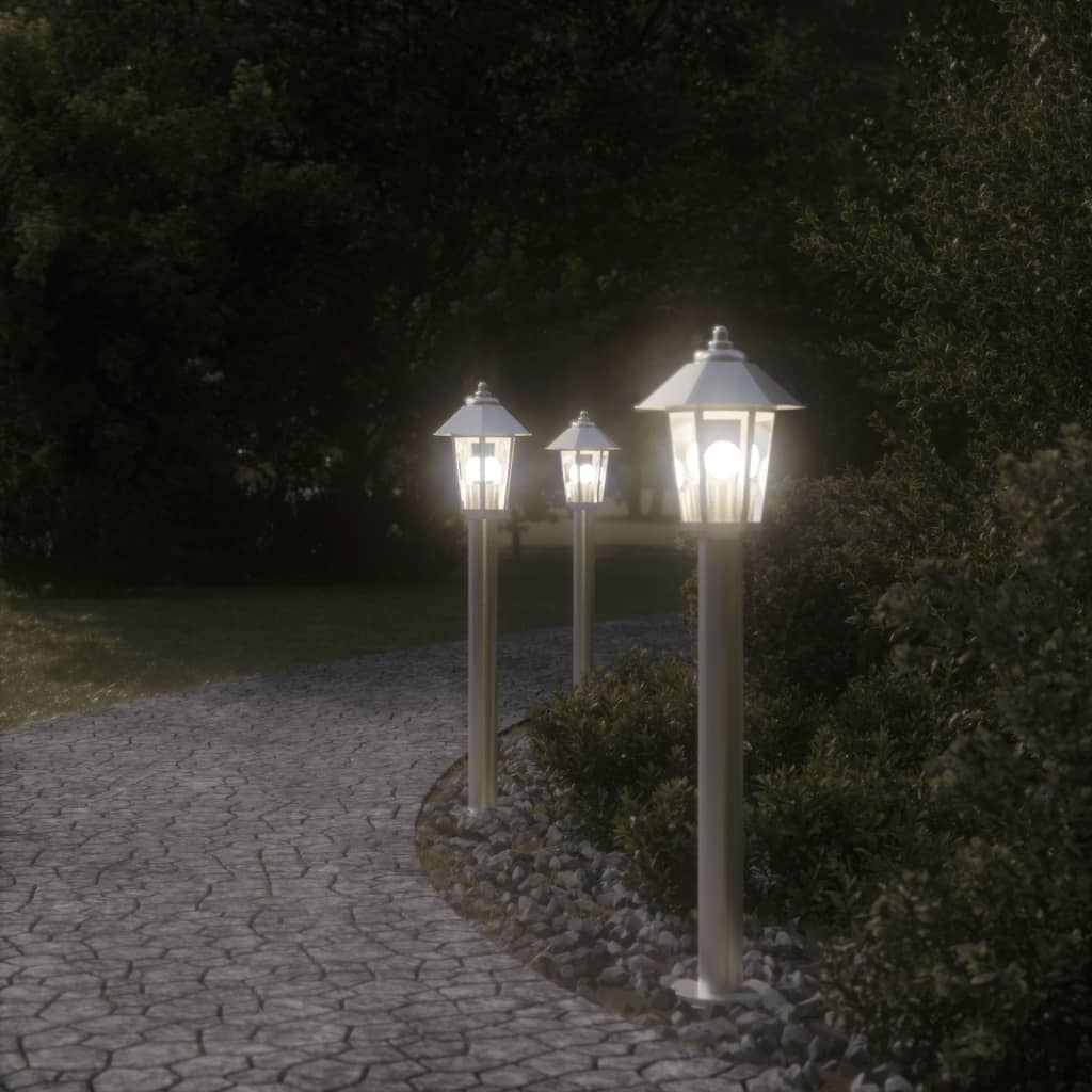 Vloerlamp voor buiten 3 st 80 cm roestvrijstaal zilverkleurig is nu te koop bij PeponiXL, paradijselijk wonen!
