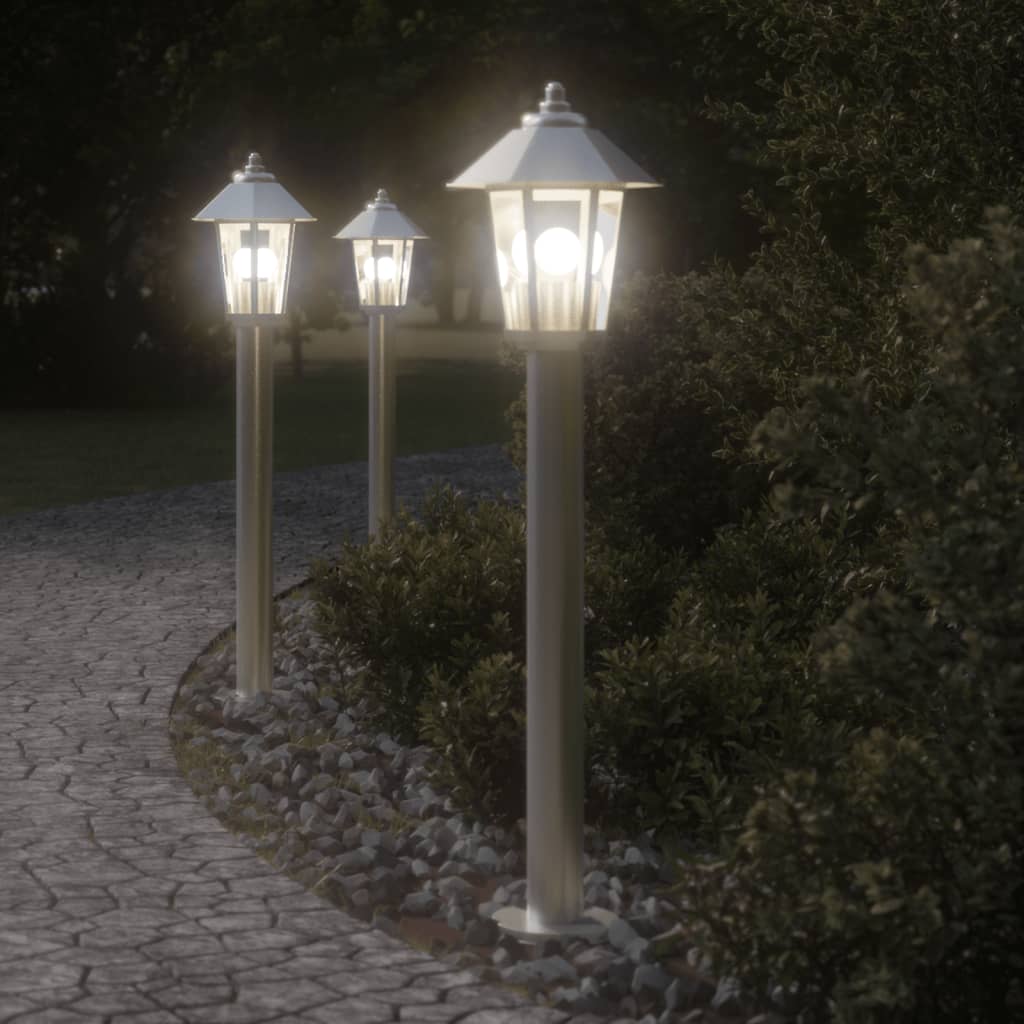 Vloerlamp voor buiten 3 st 80 cm roestvrijstaal zilverkleurig is nu te koop bij PeponiXL, paradijselijk wonen!