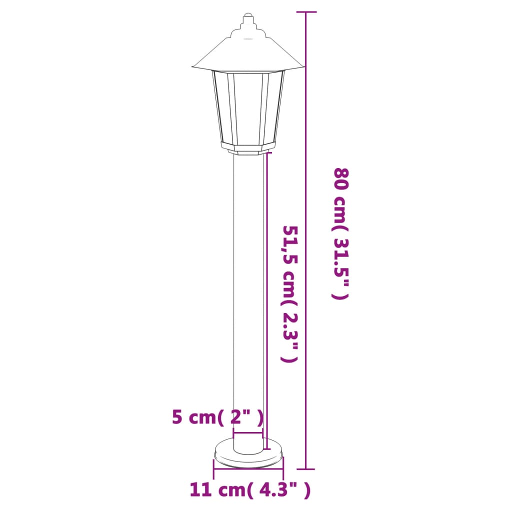 Vloerlamp voor buiten 80 cm roestvrijstaal zwart is nu te koop bij PeponiXL, paradijselijk wonen!