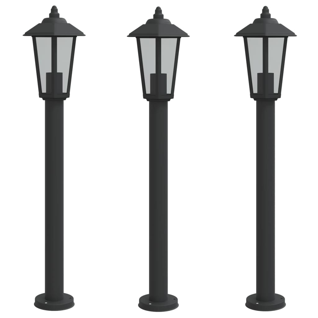 Vloerlamp voor buiten 3 st 80 cm roestvrijstaal zwart is nu te koop bij PeponiXL, paradijselijk wonen!