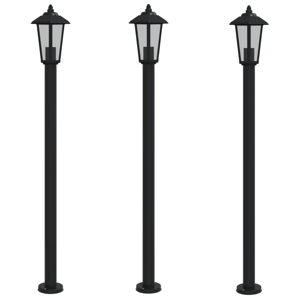 Vloerlamp voor buiten 3 st 120 cm roestvrijstaal zwart is nu te koop bij PeponiXL, paradijselijk wonen!