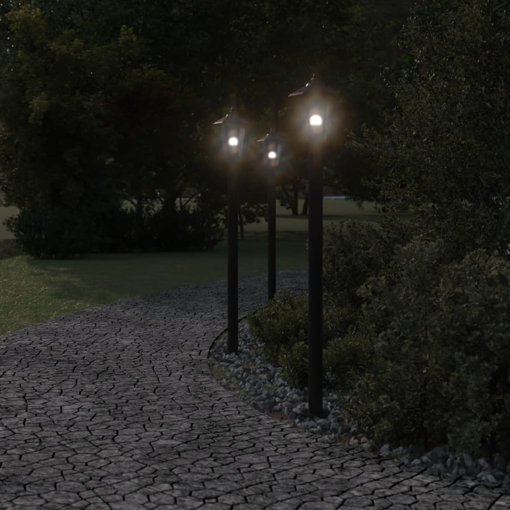 Vloerlamp voor buiten 3 st 120 cm roestvrijstaal zwart is nu te koop bij PeponiXL, paradijselijk wonen!
