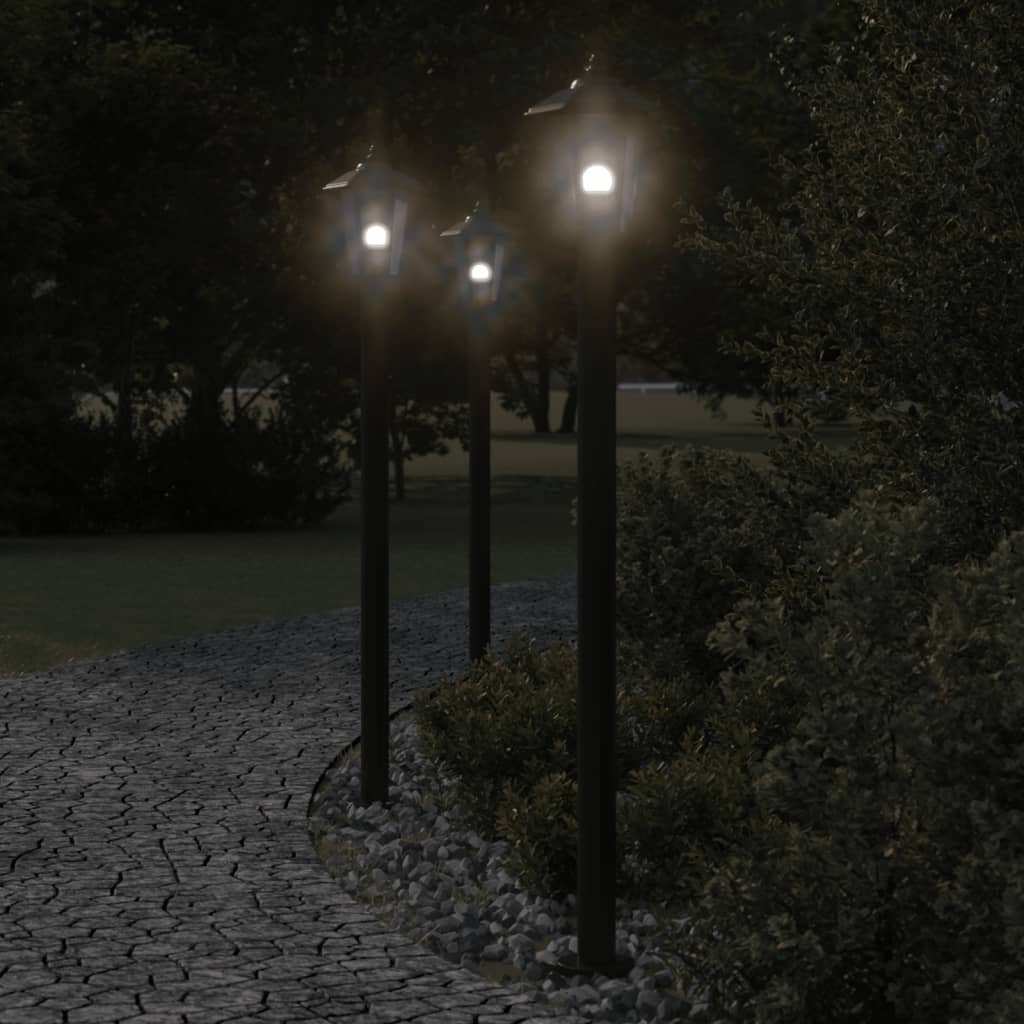 Vloerlamp voor buiten 3 st 120 cm roestvrijstaal zwart is nu te koop bij PeponiXL, paradijselijk wonen!