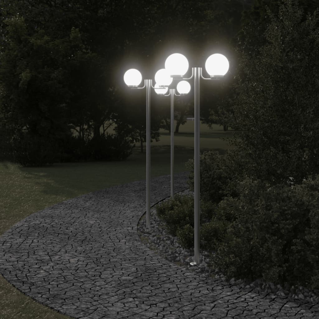 Buitenvloerlampen 3 st 215 cm roestvrij staal zilverkleurig is nu te koop bij PeponiXL, paradijselijk wonen!