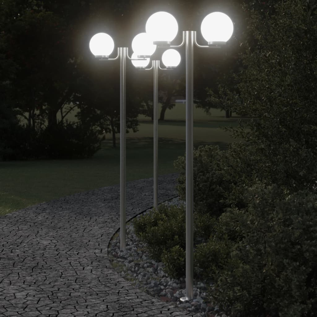 Buitenvloerlampen 3 st 215 cm roestvrij staal zilverkleurig is nu te koop bij PeponiXL, paradijselijk wonen!