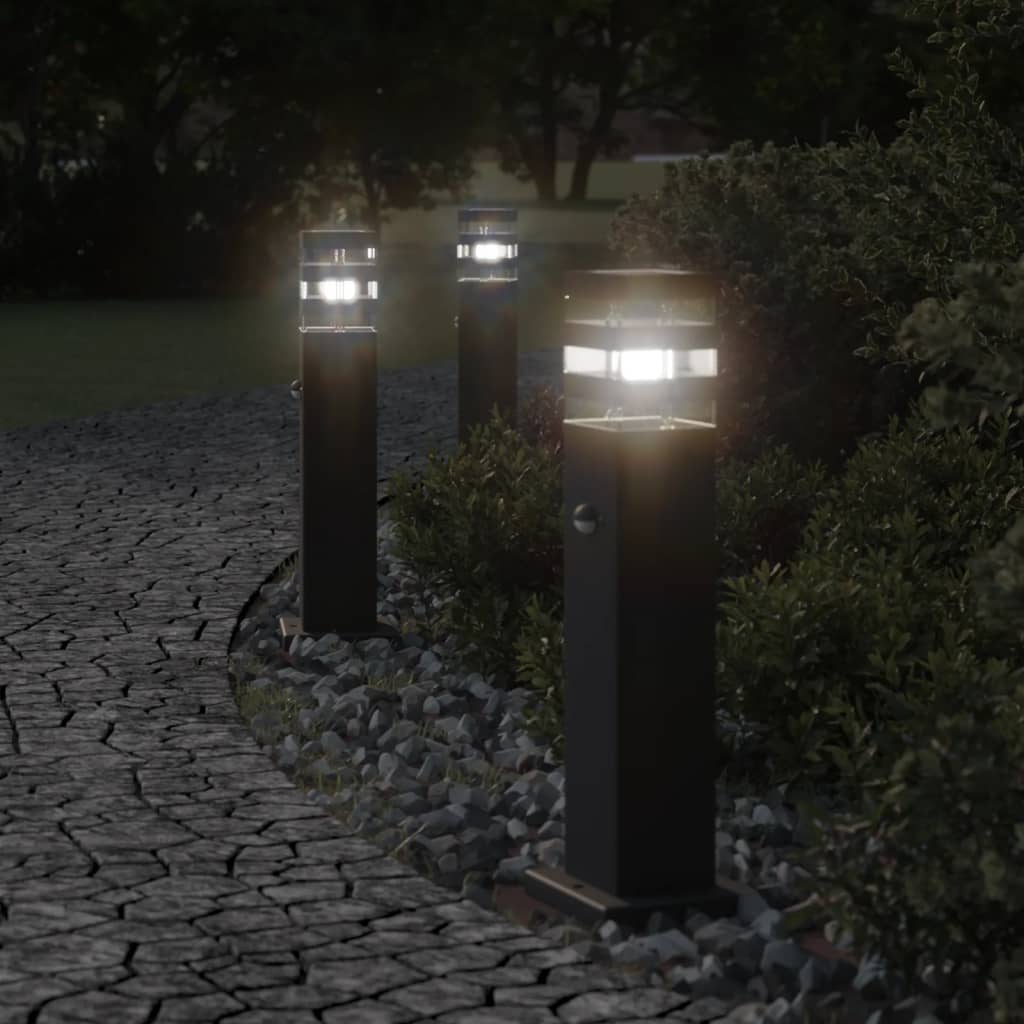 Vloerlampen voor buiten 3 st met sensor 50 cm aluminium zwart is nu te koop bij PeponiXL, paradijselijk wonen!