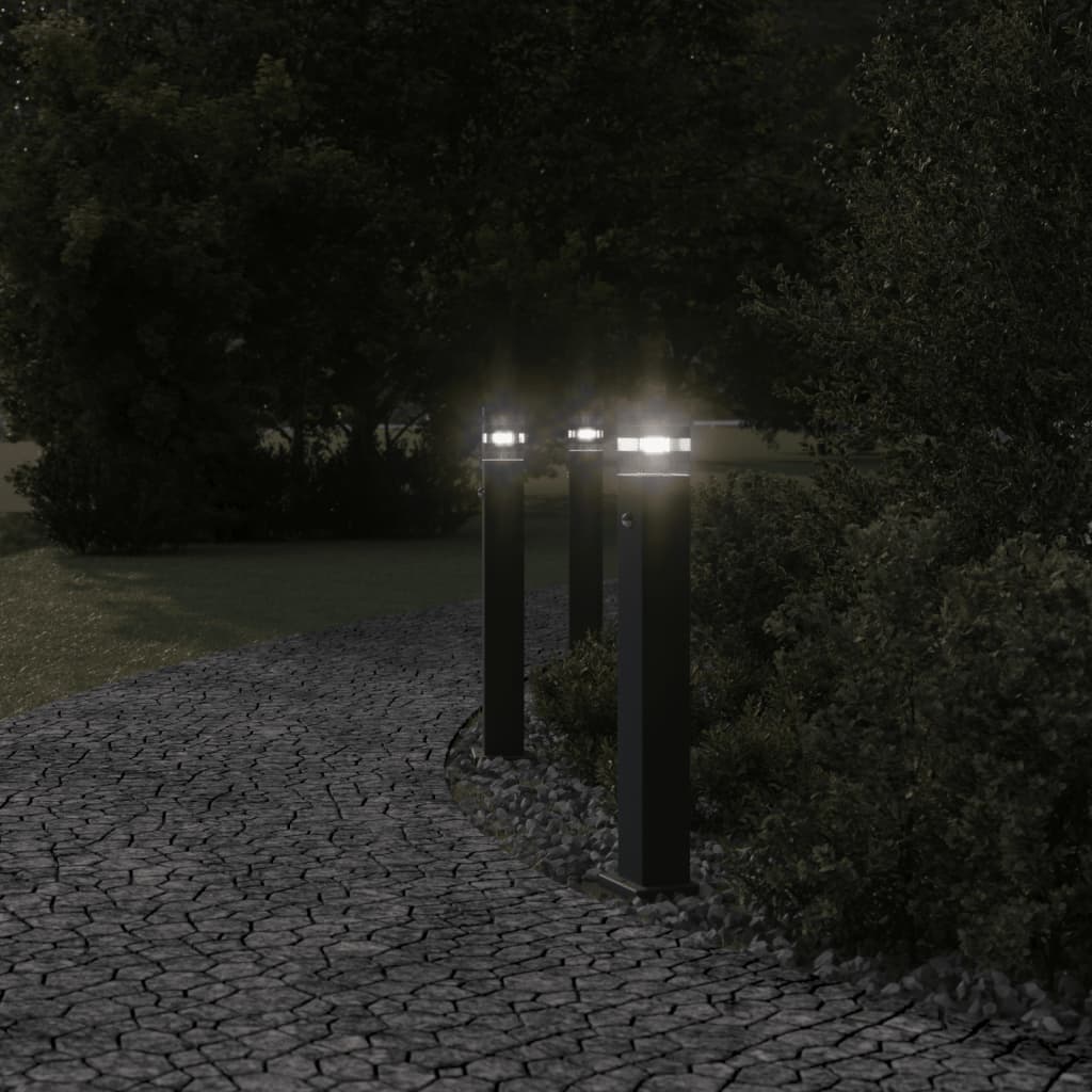 Vloerlamp voor buiten met sensor 80 cm aluminium zwart is nu te koop bij PeponiXL, paradijselijk wonen!