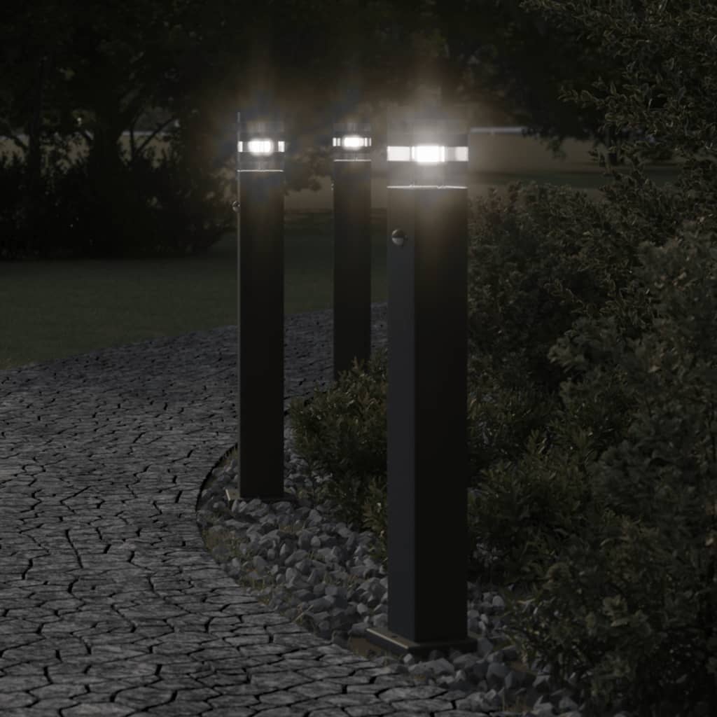 Vloerlamp voor buiten met sensor 80 cm aluminium zwart is nu te koop bij PeponiXL, paradijselijk wonen!