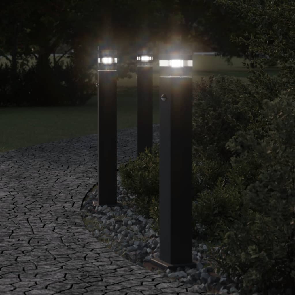 Vloerlampen voor buiten 3 st met sensor 80 cm aluminium zwart is nu te koop bij PeponiXL, paradijselijk wonen!