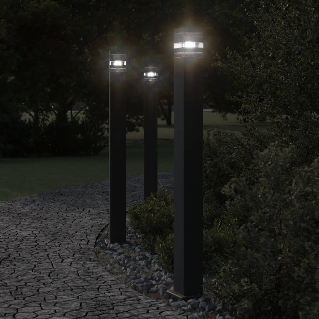 Vloerlampen voor buiten 3 st met sensor 110 cm aluminium zwart is nu te koop bij PeponiXL, paradijselijk wonen!