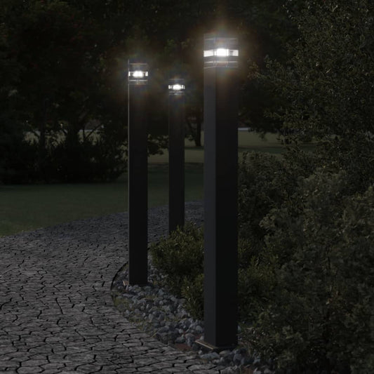 Vloerlampen voor buiten 3 st met sensor 110 cm aluminium zwart is nu te koop bij PeponiXL, paradijselijk wonen!