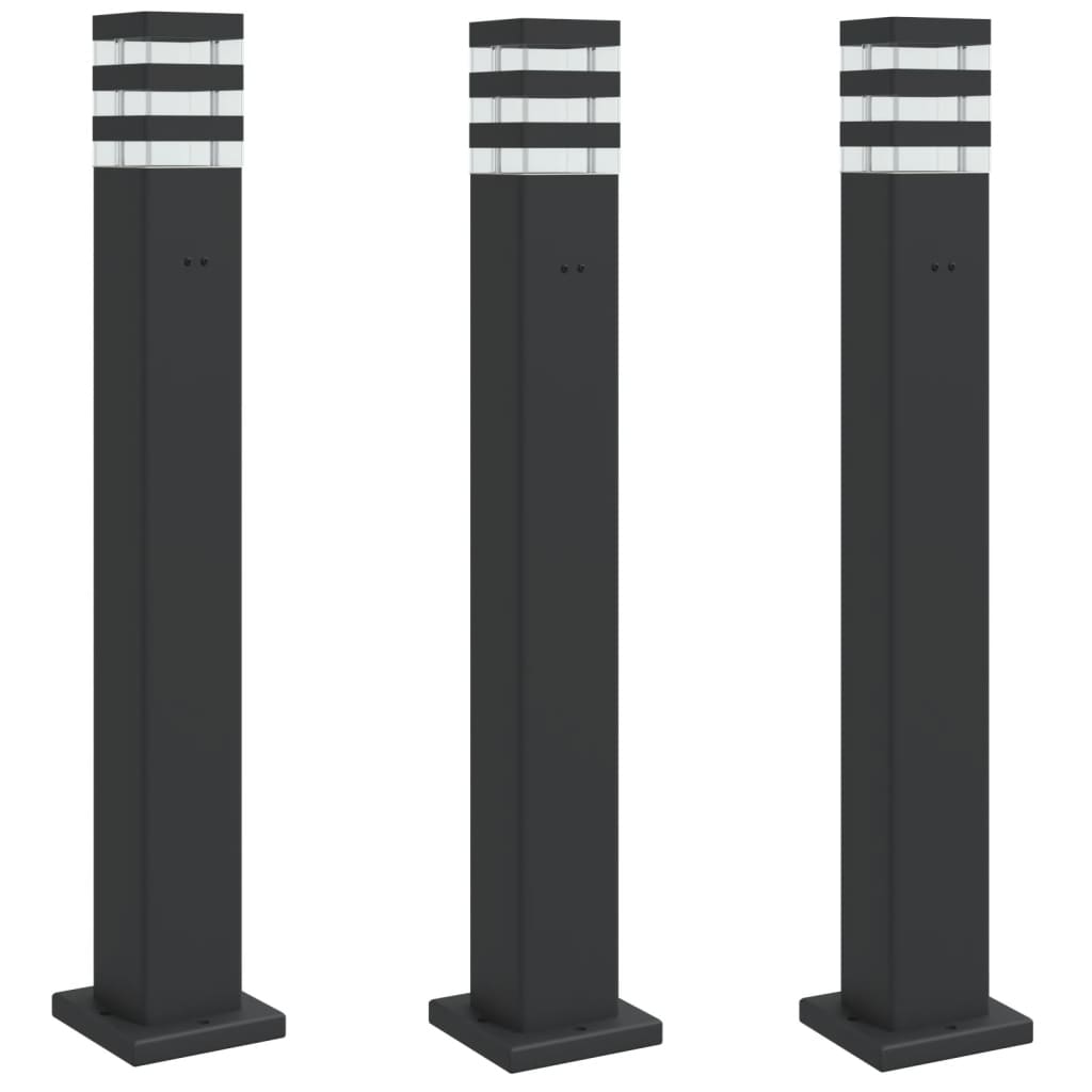 Buitenvloerlampen 3 st met stopcontact 80 cm aluminium zwart is nu te koop bij PeponiXL, paradijselijk wonen!