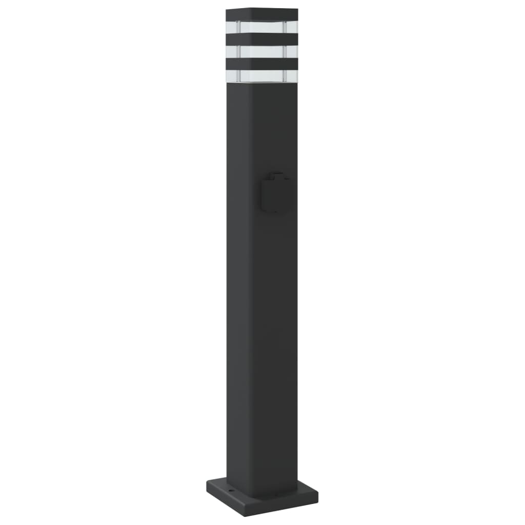 Buitenvloerlampen 3 st met stopcontact 80 cm aluminium zwart is nu te koop bij PeponiXL, paradijselijk wonen!