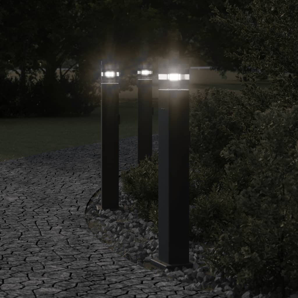 Buitenvloerlampen 3 st met stopcontact 80 cm aluminium zwart is nu te koop bij PeponiXL, paradijselijk wonen!