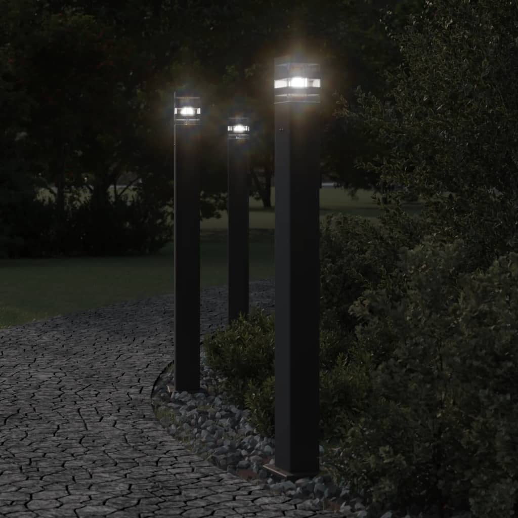 Buitenvloerlampen 3 st met stopcontact 110 cm aluminium zwart is nu te koop bij PeponiXL, paradijselijk wonen!