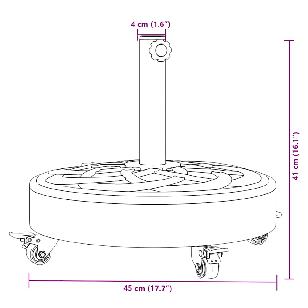 Parasolvoet met wielen voor stok van Ø38 / 48 mm 27 kg rond is nu te koop bij PeponiXL, paradijselijk wonen!