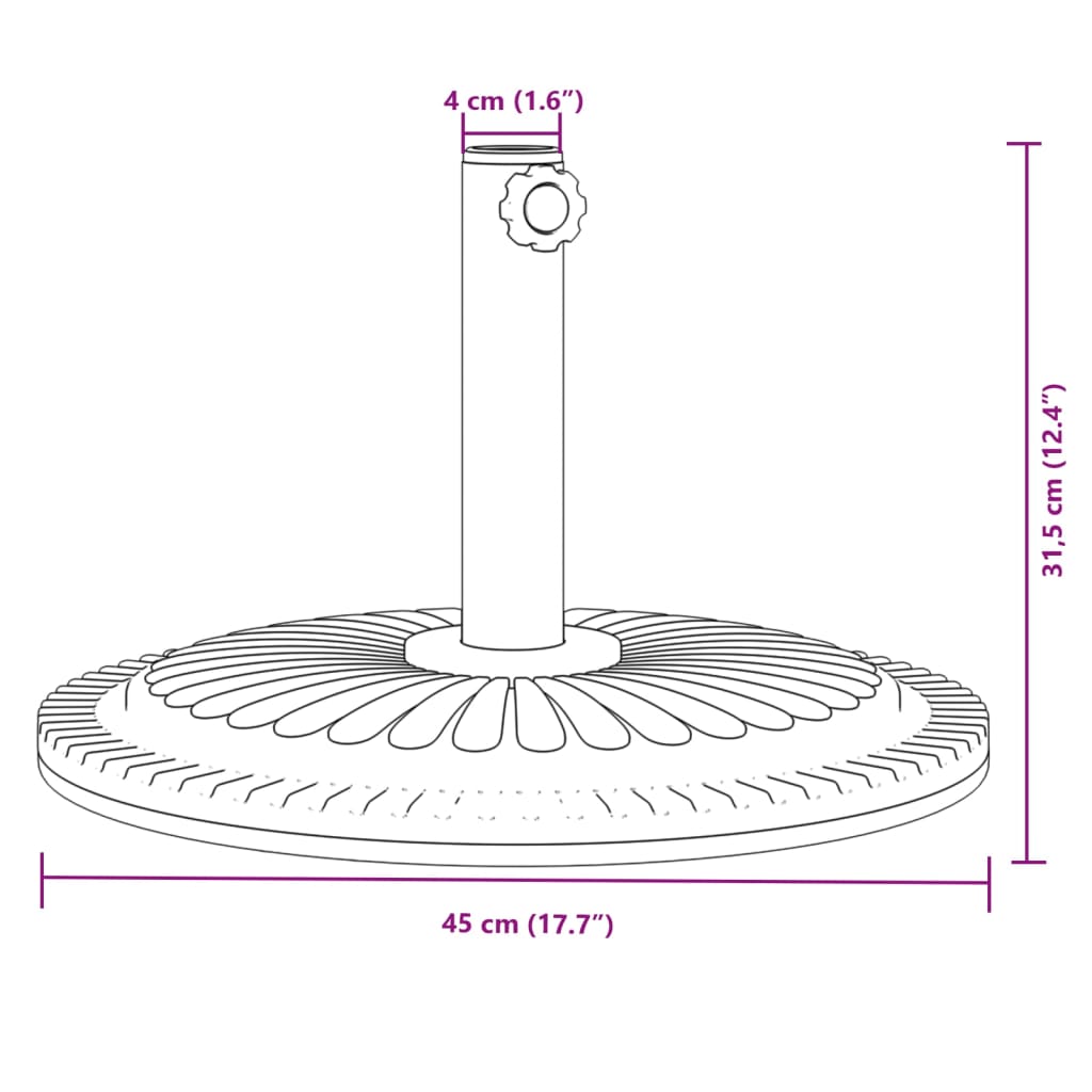 Parasolvoet voor stok van Ø38 / 48 mm 12 kg rond is nu te koop bij PeponiXL, paradijselijk wonen!