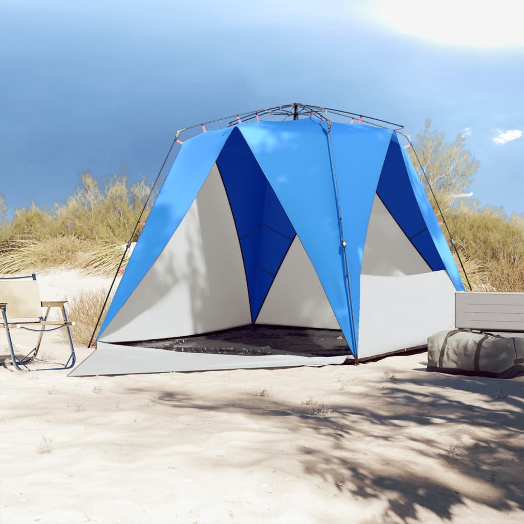 Strandtent 4-persoons waterdicht snelontgrendeling azuurblauw is nu te koop bij PeponiXL, paradijselijk wonen!