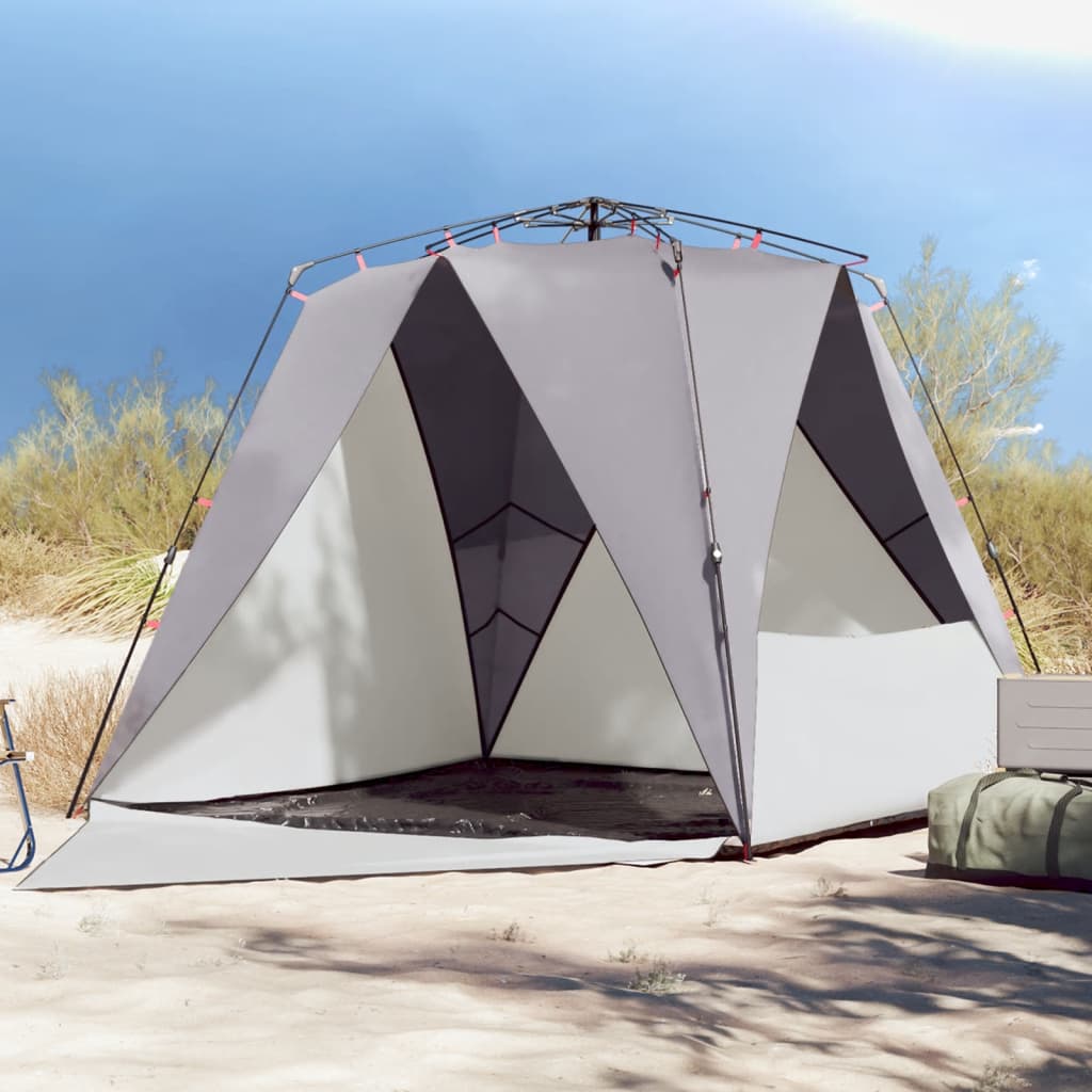 Strandtent 4-persoons waterdicht snelontgrendeling grijs is nu te koop bij PeponiXL, paradijselijk wonen!