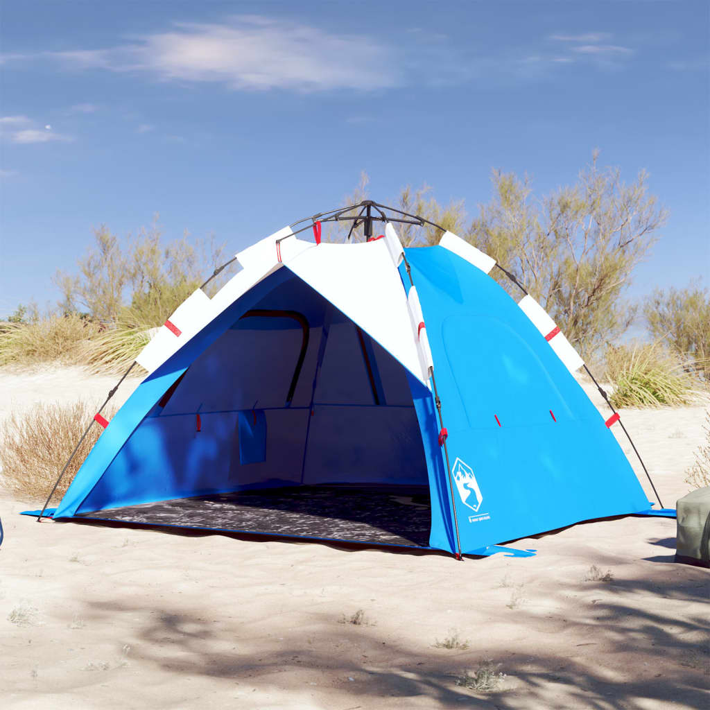 Strandtent 3-persoons waterdicht snelontgrendeling azuurblauw is nu te koop bij PeponiXL, paradijselijk wonen!