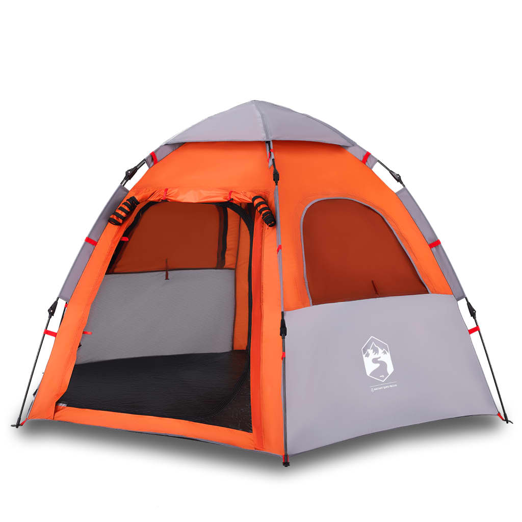 Kampeertent 4-persoons snelontgrendeling grijs en oranje is nu te koop bij PeponiXL, paradijselijk wonen!