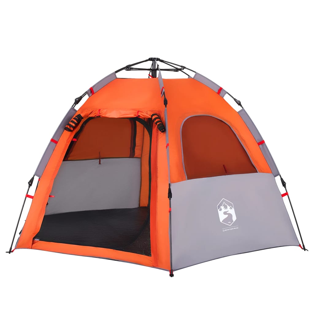 Kampeertent 4-persoons snelontgrendeling grijs en oranje is nu te koop bij PeponiXL, paradijselijk wonen!